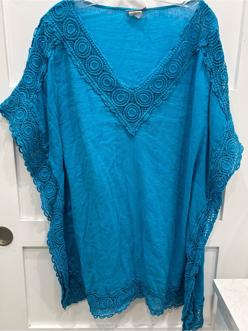 La Blanca Crochet-Trim Swim Coverup in Sea Blue